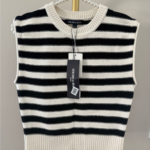 VERONICA BEARD Vera Striped Sleeveless Sweater - Picture 6 of 13